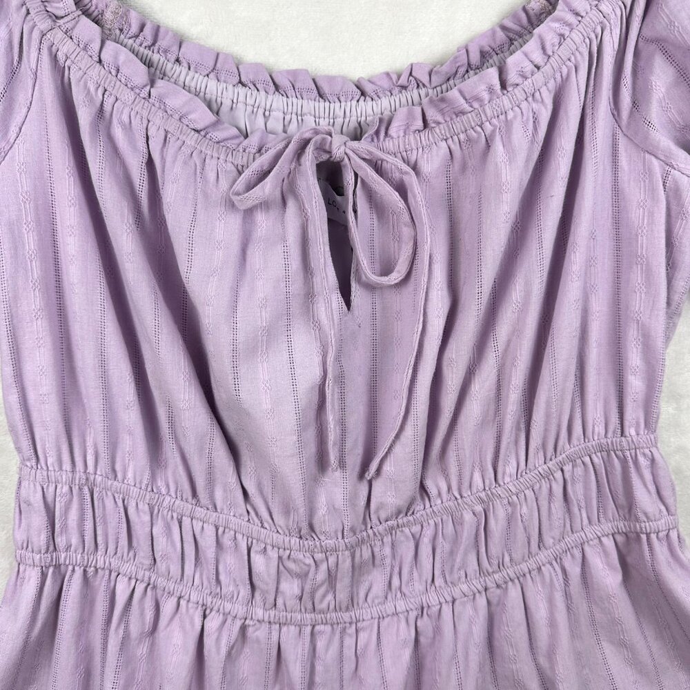 Lost + Wander Lavender Puff-Sleeve Feminine Mini Dress Size L Flowy Cottagecore - Picture 5 of 11